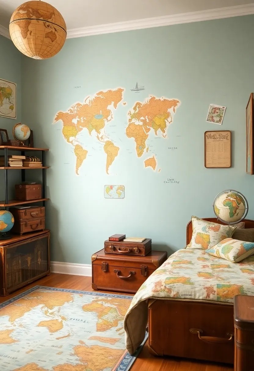 20 Fun Kids Room Ideas That'll Make Playtime Extra Special! - 17. Vintage Travel Theme